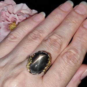 Кольцо серебро природный солнечный камень кошачий глаз