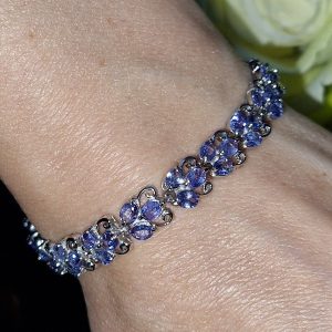 Браслет серебро природный танзанит