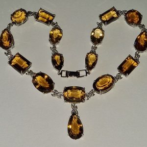 Колье серебро природный цитрин