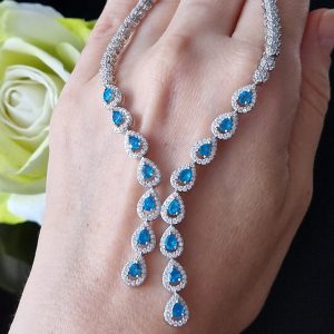 Ожерелье серебро натуральный апатит