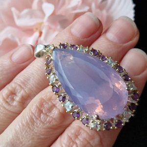 Подвес серебро натуральный лавандовый кварц + топаз + аметист