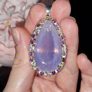 Кулон серебро природный лавандовый кварц + топаз + аметист