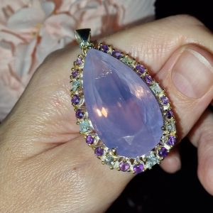 Подвес серебро натуральный лавандовый кварц + топаз + аметист