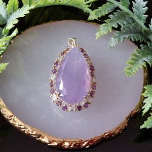 Кулон серебро природный лавандовый кварц + топаз + аметист
