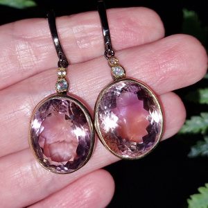 Серьги серебро натуральный аметрин