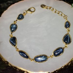 Браслет серебро природный звёздчатый сапфир