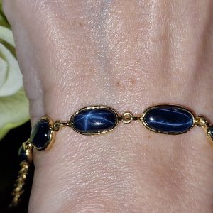 Браслет серебро природный звёздчатый сапфир