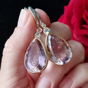 Длинные серьги серебро природный аметрин + топаз