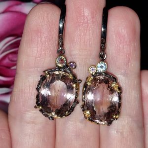 Серьги серебро натуральный аметрин