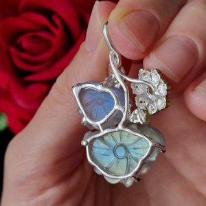 Кулон серебро природный лабрадор