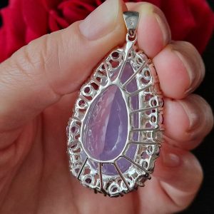 Кулон серебро природный лавандовый кварц + топаз + аметист