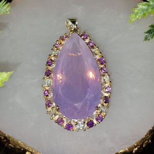 Подвес серебро натуральный лавандовый кварц + топаз + аметист