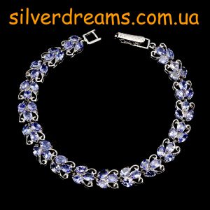 Браслет серебро природный танзанит