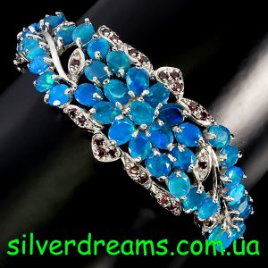 Браслет серебро натуральный голубой опал