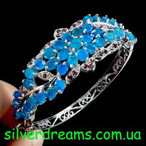 Браслет серебро природный голубой опал