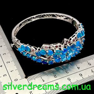 Браслет серебро натуральный голубой опал