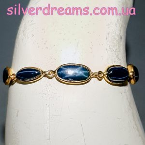 Браслет серебро природный звёздчатый сапфир