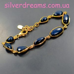 Браслет серебро натуральный звёздчатый сапфир