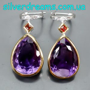 Серьги серебро природный аметист