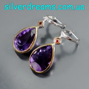 Серьги серебро натуральный аметист