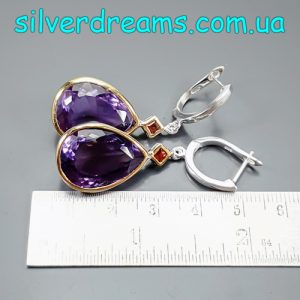 Серьги серебро натуральный аметист