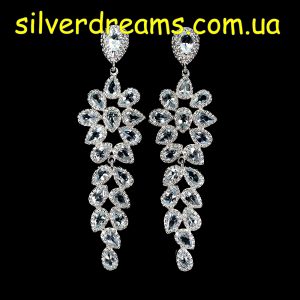 Серьги серебро натуральный аквамарин