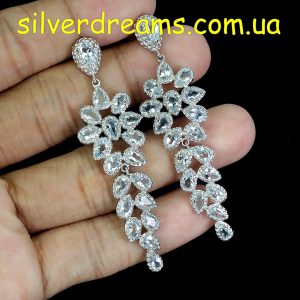 Серьги серебро природный аквамарин