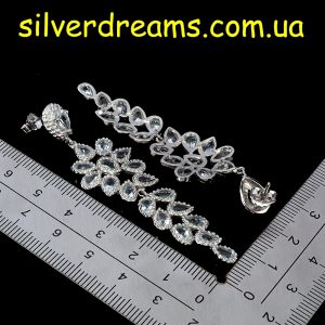 Серьги серебро природный аквамарин