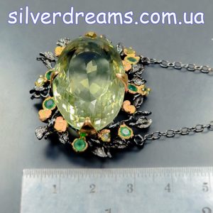 Колье серебро натуральный празиолит