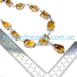 Колье серебро натуральный цитрин