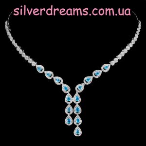 Ожерелье серебро природный апатит