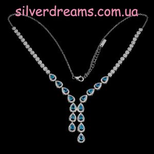 Колье серебро натуральный апатит