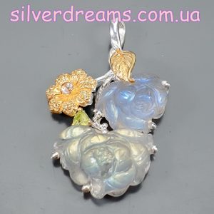 Подвес серебро натуральный лабрадор