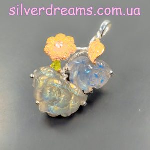 Кулон серебро природный лабрадор