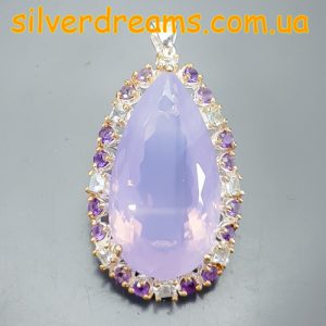 Кулон серебро природный лавандовый кварц