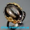 Кольцо серебро природный солнечный камень кошачий глаз