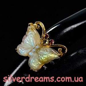 Кольцо серебро природный лабрадор