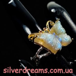 Кольцо серебро природный лабрадор