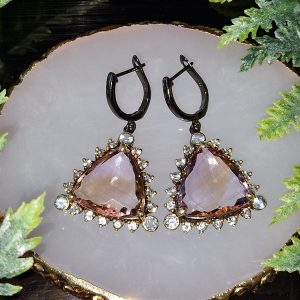 Серьги серебро натуральный аметрин и топаз