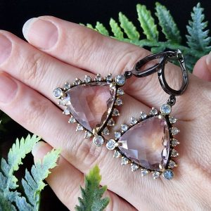 Серьги серебро натуральный аметрин и топаз