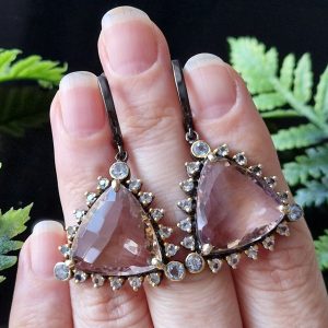 Серьги серебро природный аметрин и топаз