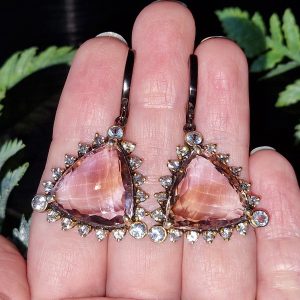 Серьги серебро природный аметрин и топаз