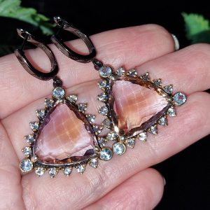 Серьги серебро натуральный аметрин и топаз