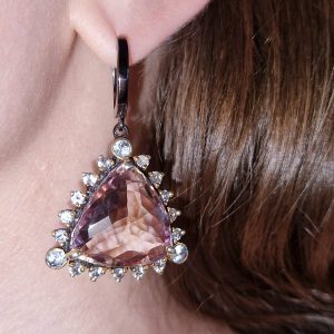 Серьги серебро природный аметрин и топаз