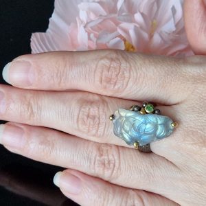 Кольцо серебро природный лабрадорит