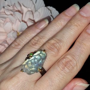 Кольцо серебро природный лабрадорит