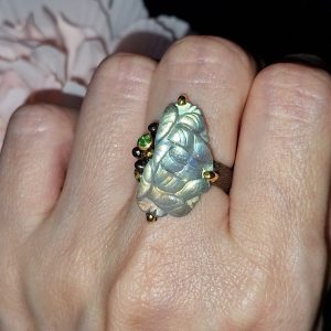 Кольцо серебро природный лабрадор