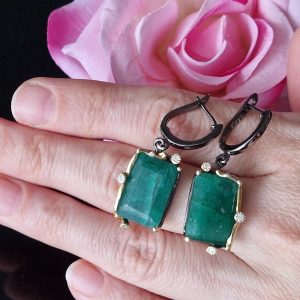 Серьги серебро натуральный берилл