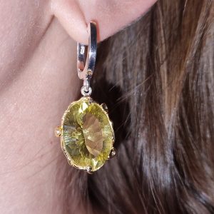 Серьги серебро природный лимонный кварц