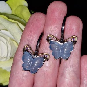 Серьги серебро натуральный аквамарин